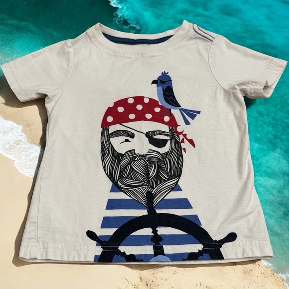 Janie and Jack Pirate and Parrot Summer Vacation Island Basic Tee Size 2-3T - Picture 1 of 6